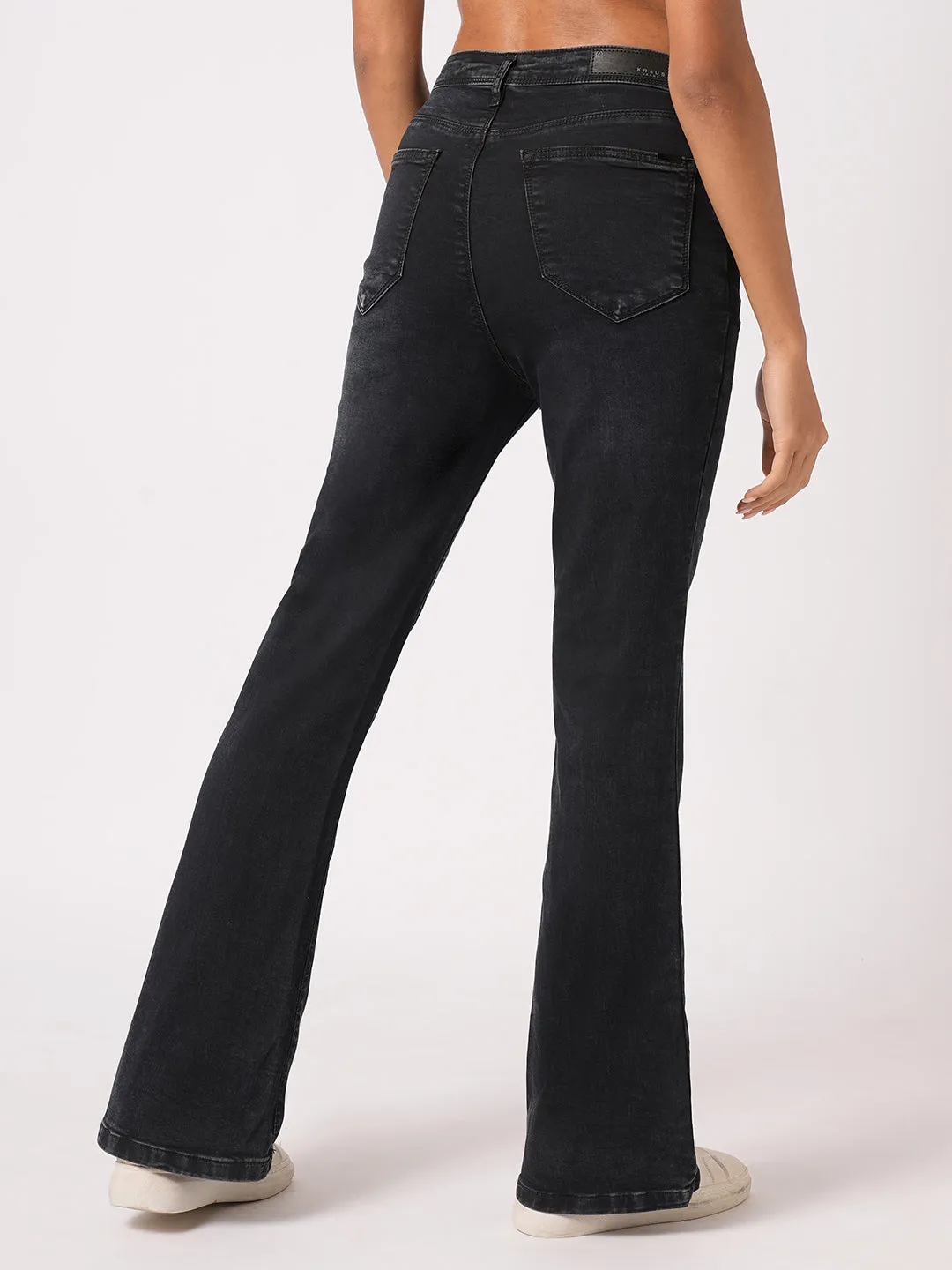 Women Carbon Black High-Rise Flare Jeans