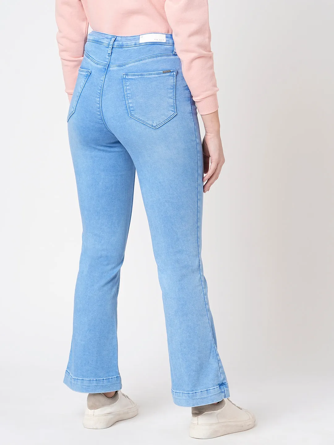 Women High-Rise Mini Flare Jeans