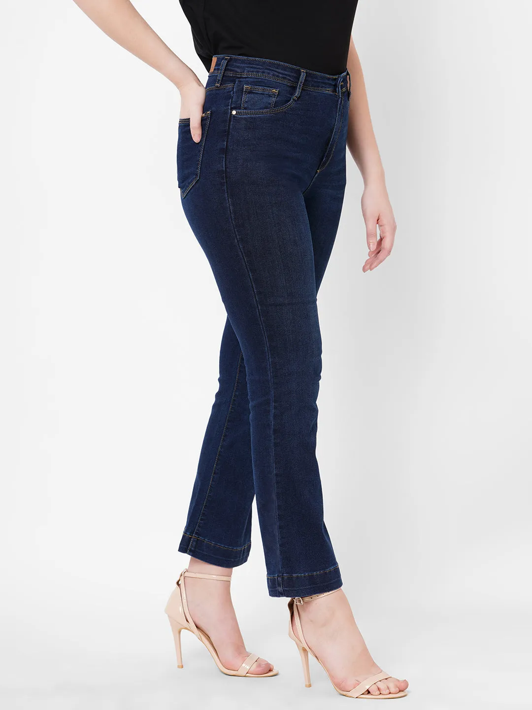 Women High-Rise Mini Flare Jeans