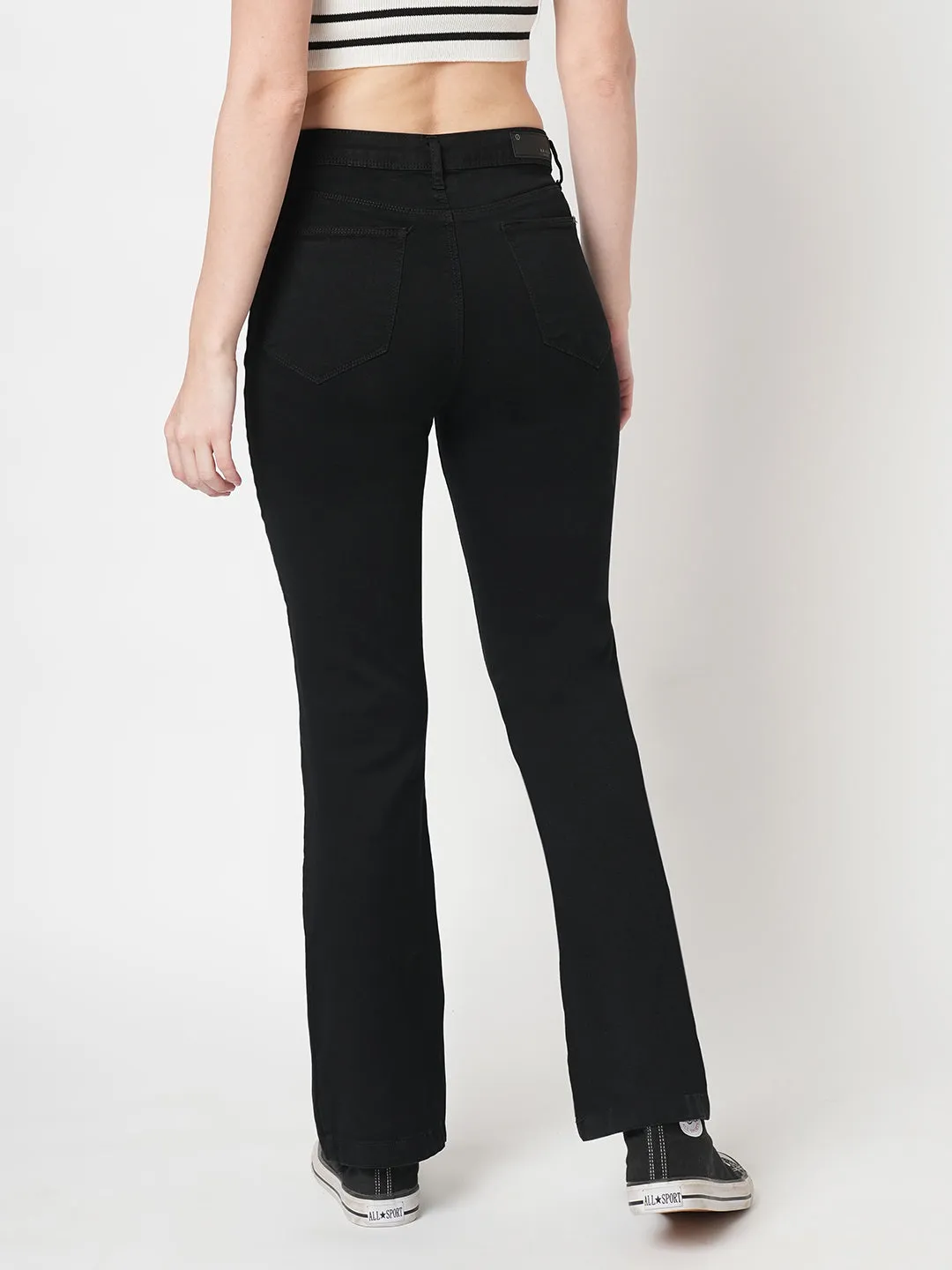 Women High-Rise Mini Flare Jeans