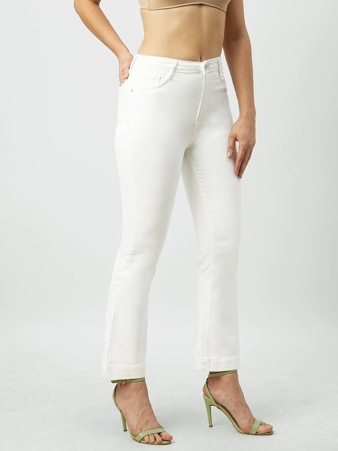 Women High-Rise Mini Flare Jeans