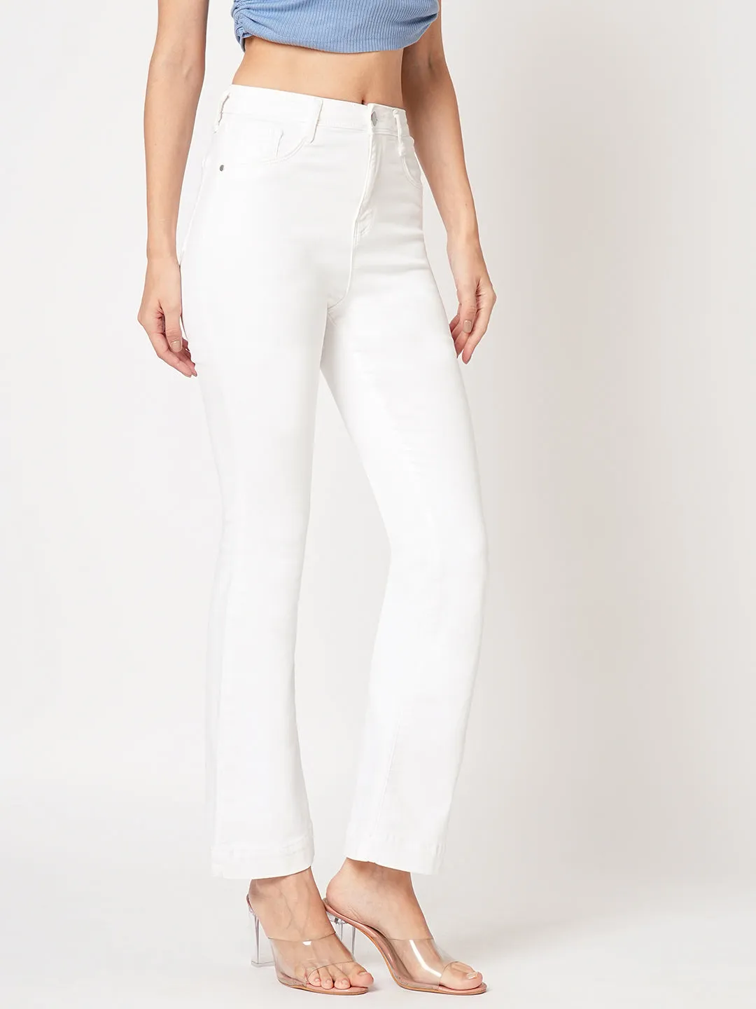 Women High-Rise Mini Flare Jeans