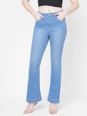 Women High-Rise Mini Flare Jeans