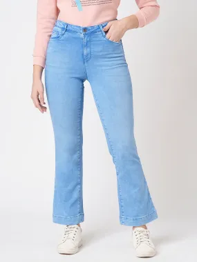 Women High-Rise Mini Flare Jeans