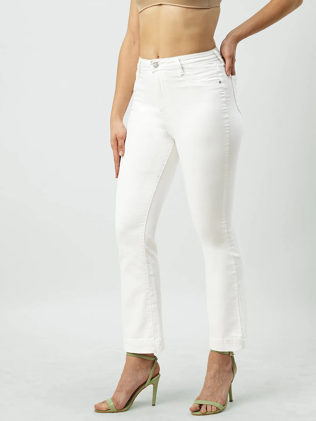 Women High-Rise Mini Flare Jeans