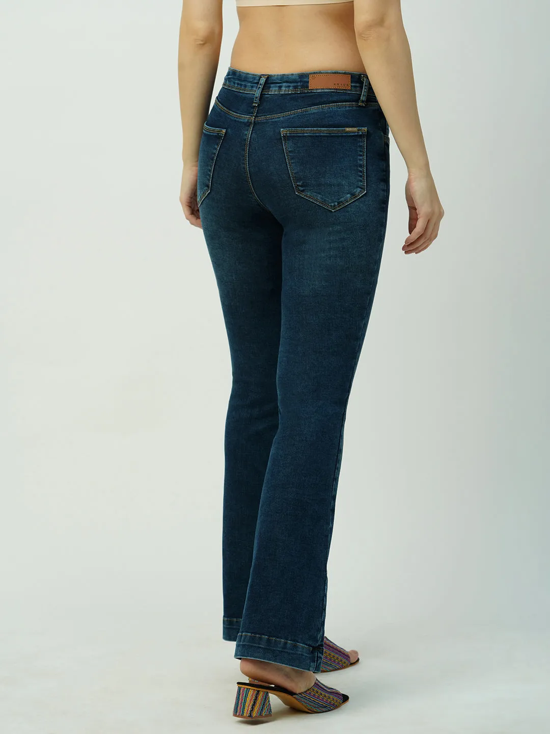 Women High-Rise Mini Flare Jeans