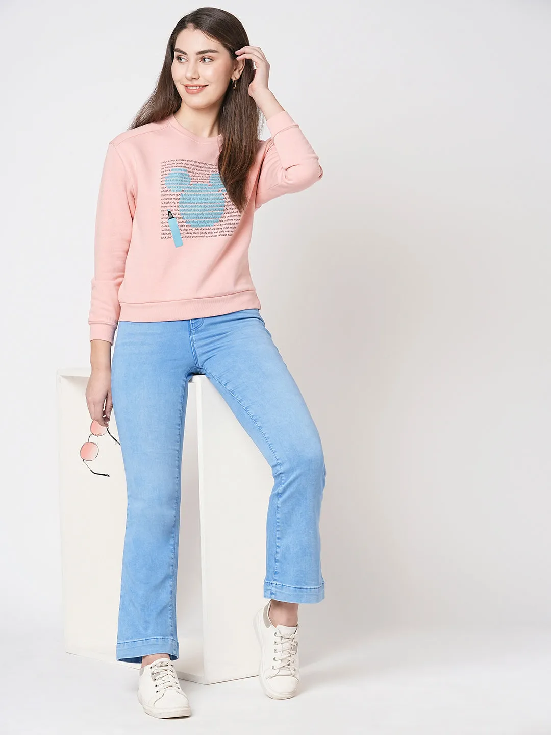 Women High-Rise Mini Flare Jeans