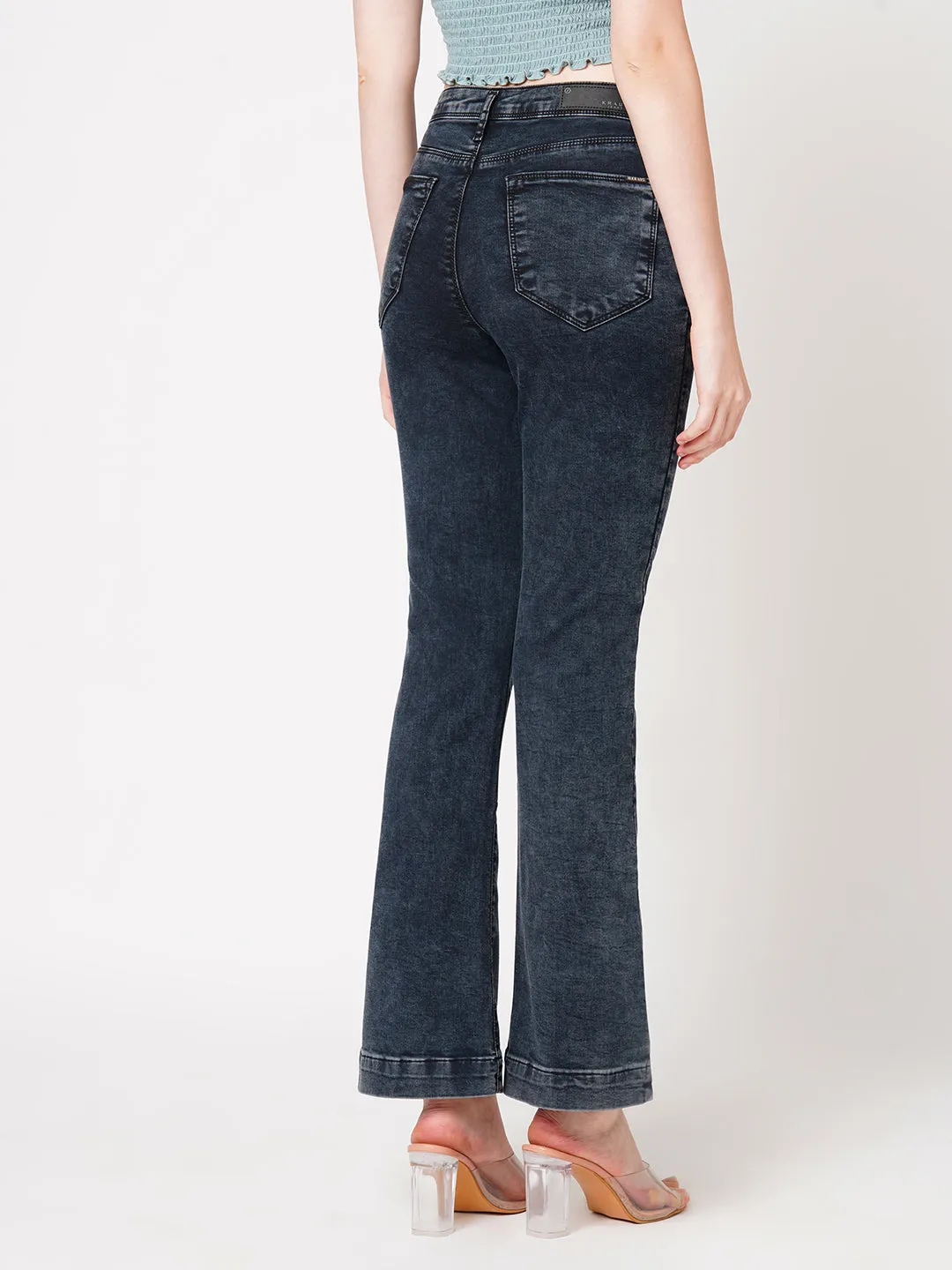 Women High-Rise Mini Flare Jeans