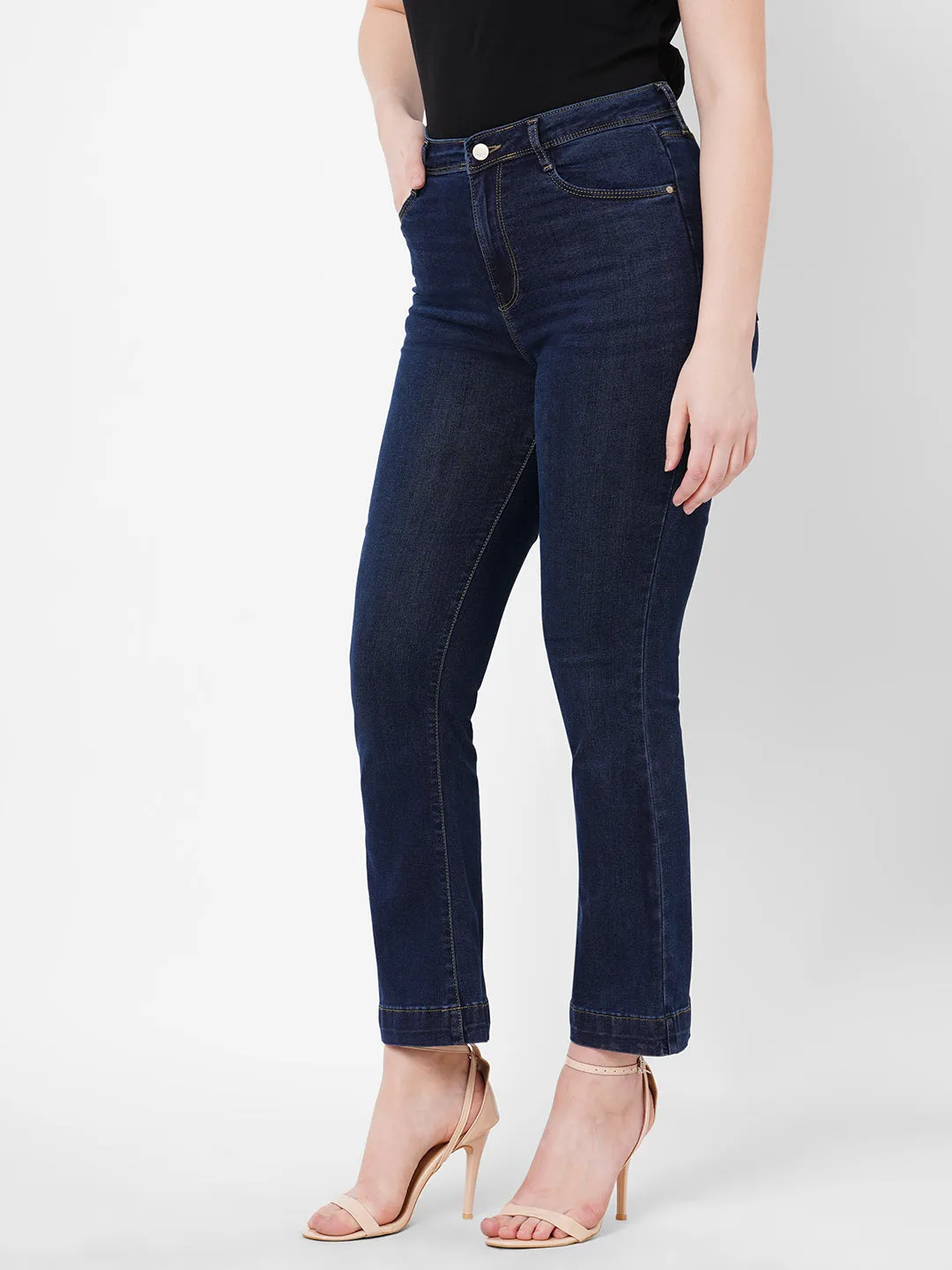 Women High-Rise Mini Flare Jeans