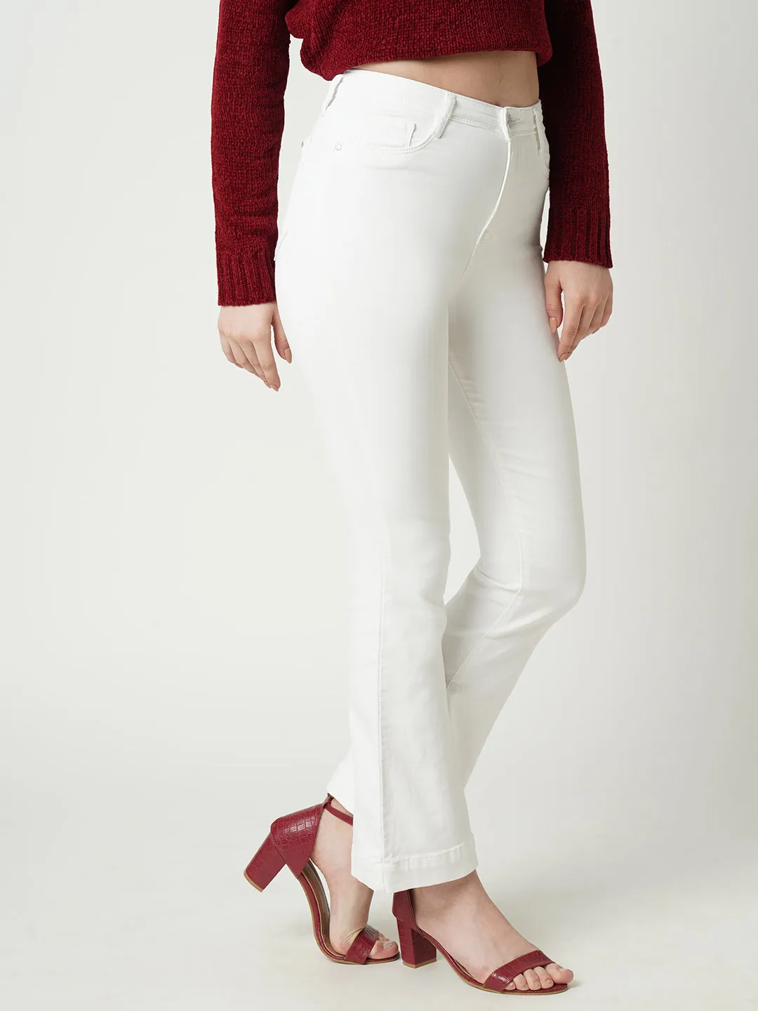 Women High-Rise Mini Flare Jeans