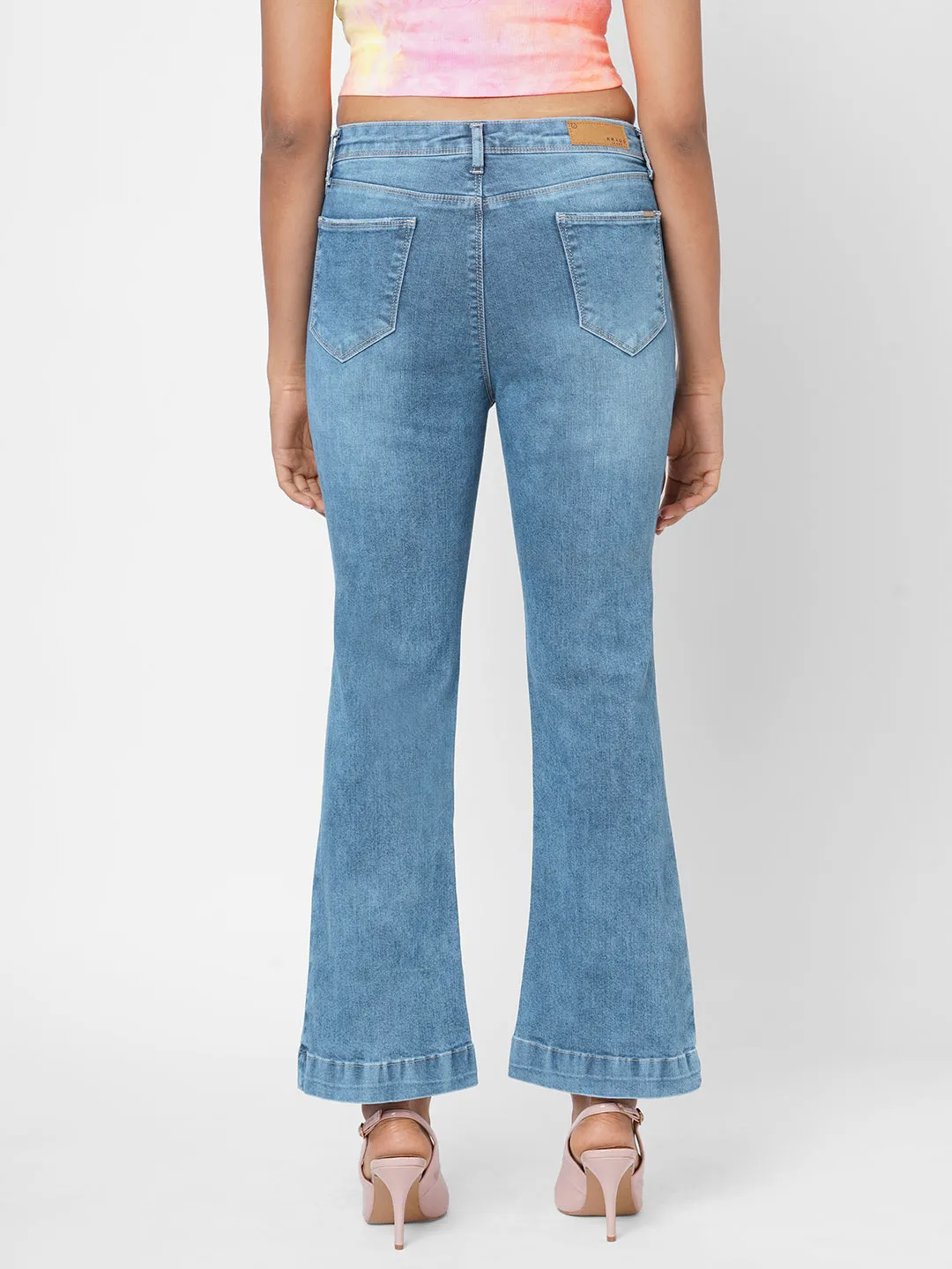 Women High-Rise Mini Flare Jeans