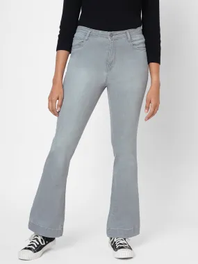 Women High-Rise Mini Flare Jeans