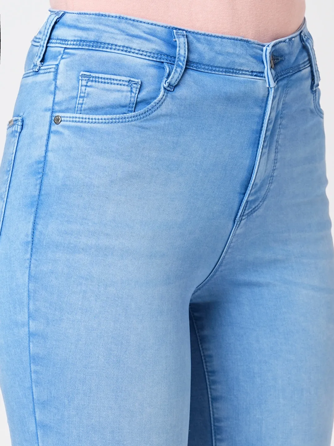 Women High-Rise Mini Flare Jeans