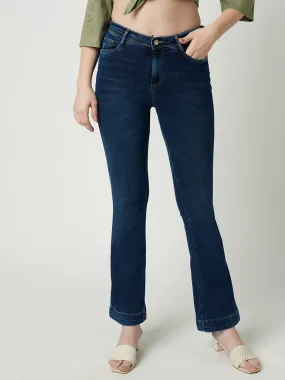 Women High-Rise Mini Flare Jeans