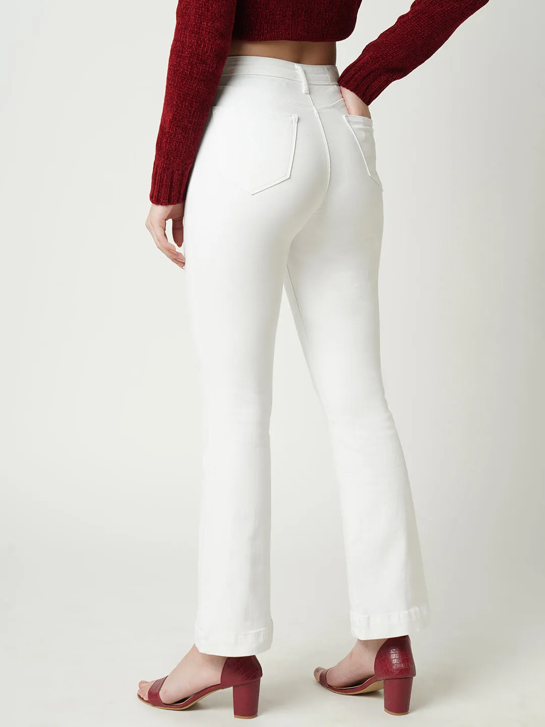 Women High-Rise Mini Flare Jeans