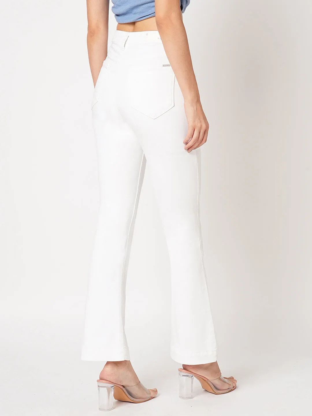 Women High-Rise Mini Flare Jeans