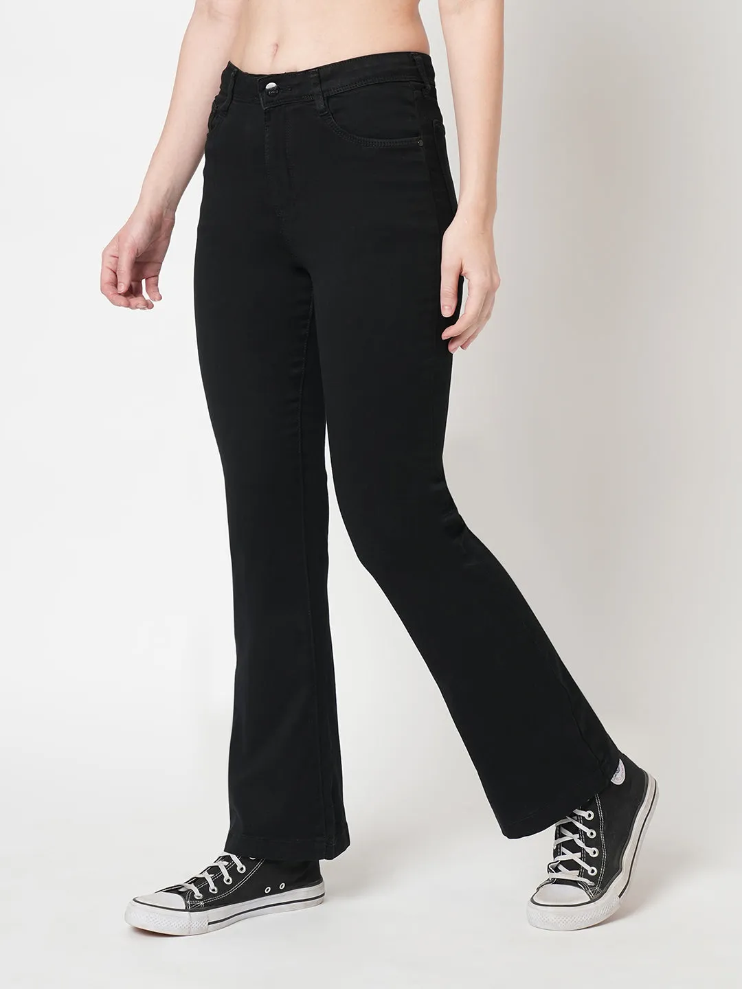 Women High-Rise Mini Flare Jeans