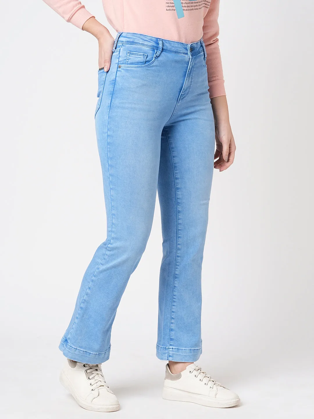 Women High-Rise Mini Flare Jeans