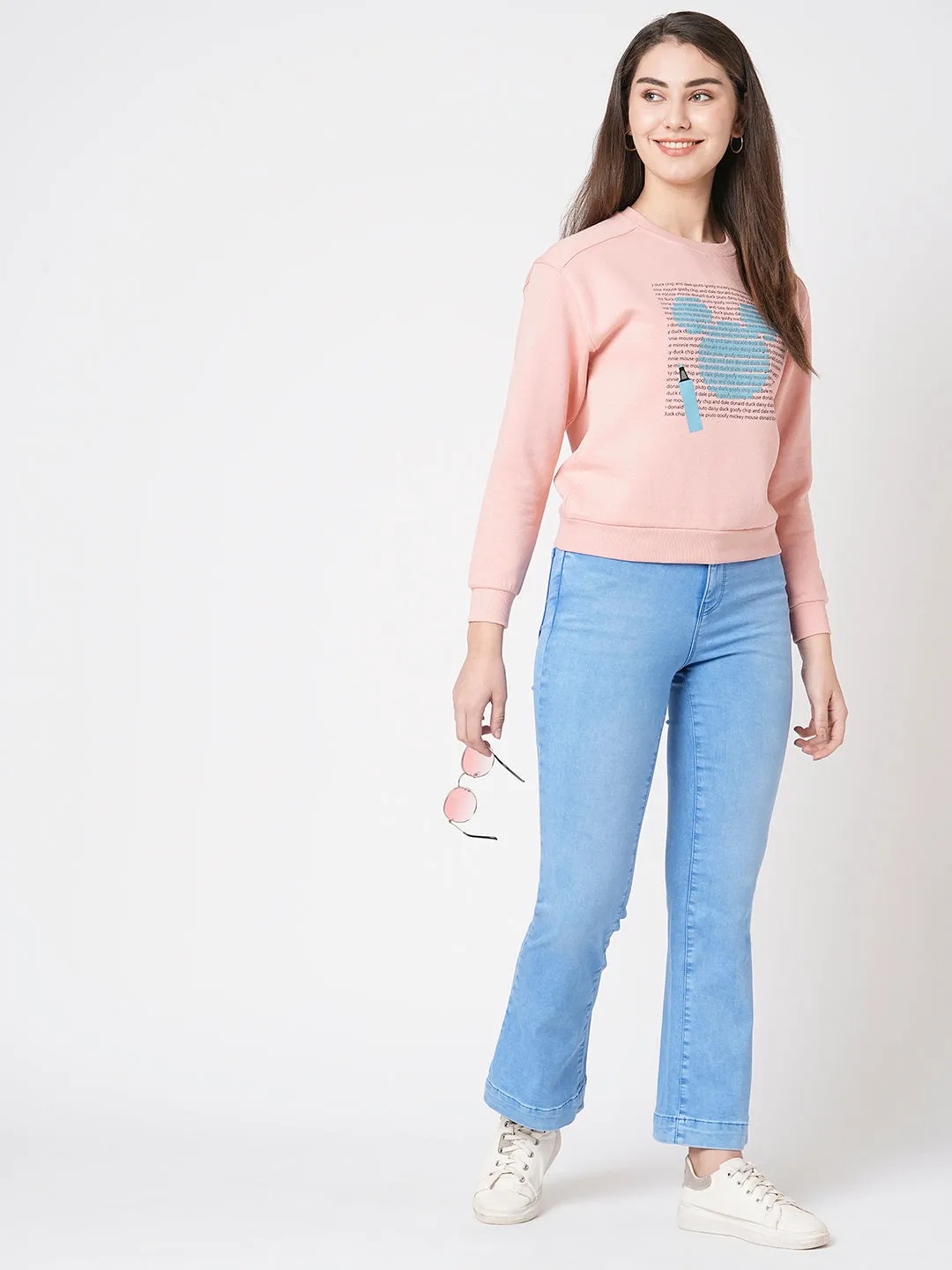 Women High-Rise Mini Flare Jeans