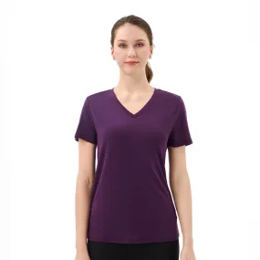 Women’s Merino 170g V-Neck  Short Sleeve T-Shirt  Dark Purple