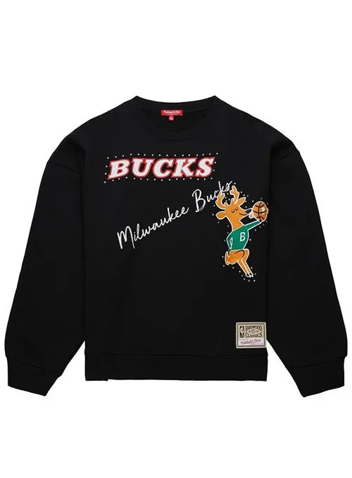 Women's Mitchell & Ness HWC '68 Studded Milwaukee Bucks Crewneck Sweatshirt