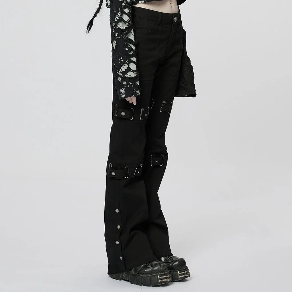 Women's Punk Straps Flared Pants