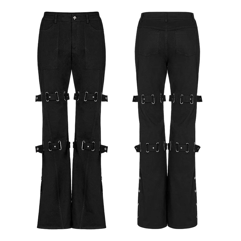 Women's Punk Straps Flared Pants