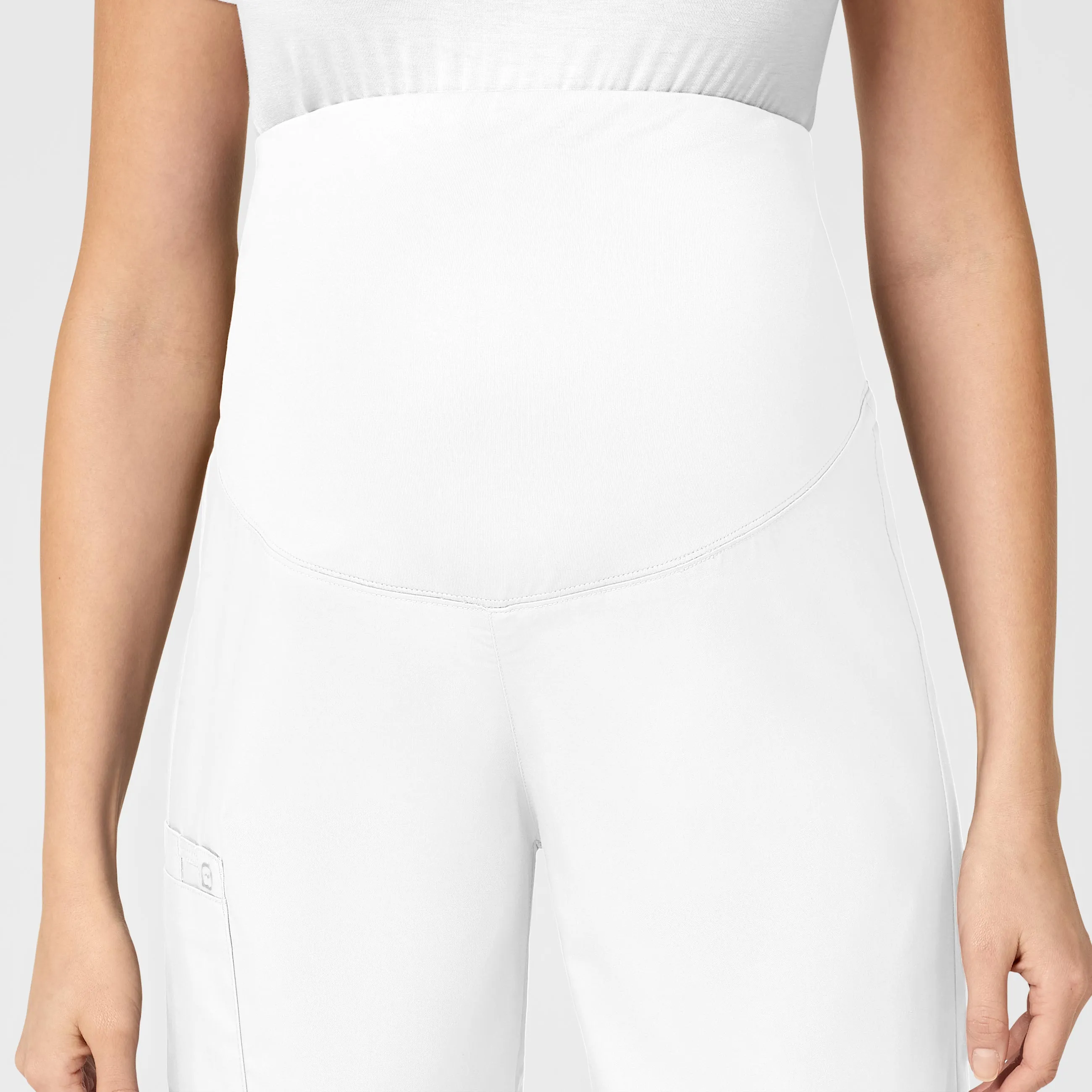 WonderWORK Maternity Cargo Scrub Pant - White