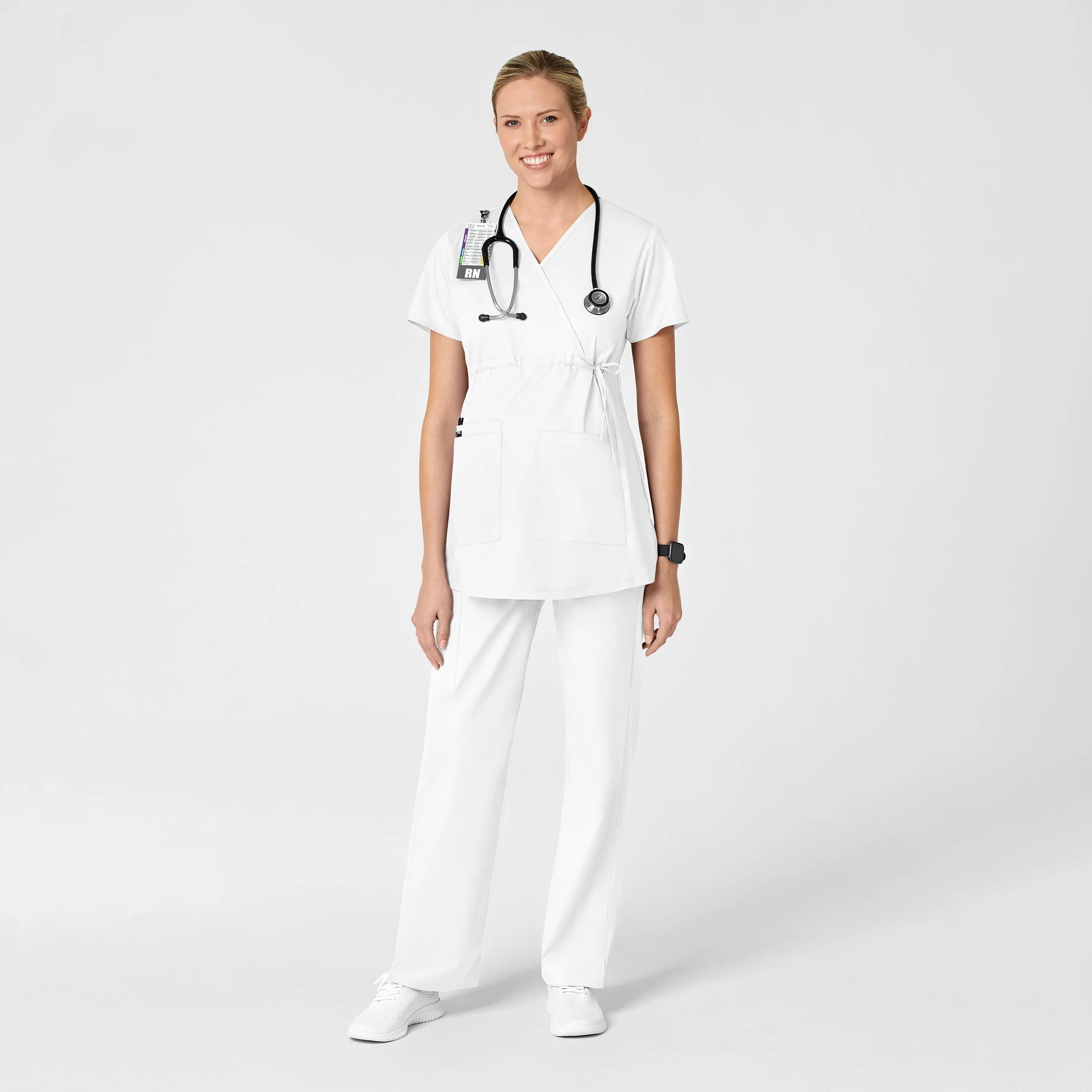 WonderWORK Maternity Cargo Scrub Pant - White