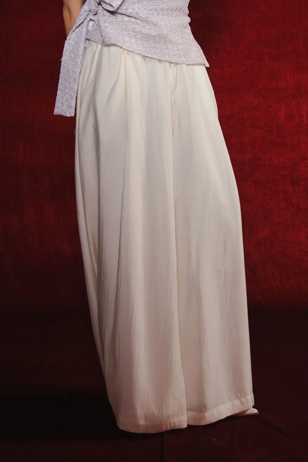 Yen Vu Flared Draped Organza Floor Length Pants