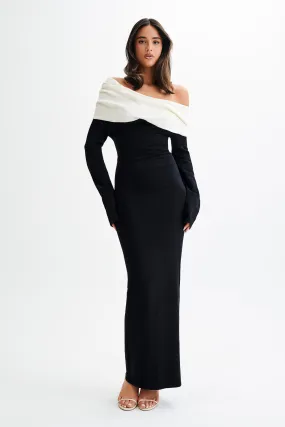 Yoko Contrast Knit Maxi Dress - Black/White